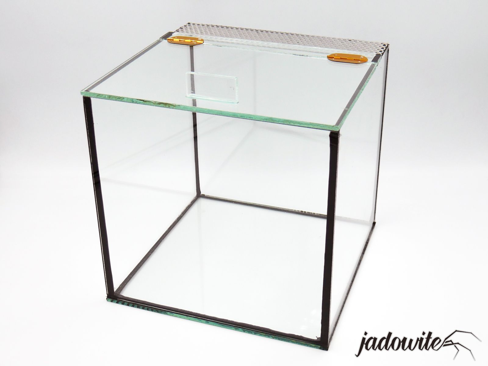 Terrarium szklane 20x20x20, otwieranie klapka - czarny silikon 69,90 zł