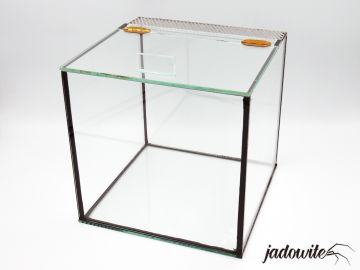 Terrarium szklane 25x25x25, otwieranie klapka - czarny silikon 89,90 zł
