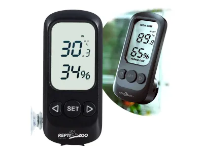 Cyfrowy termometr i higrometr LCD do terrarium z alarmem Repti Zoo – pomiar temperatury i