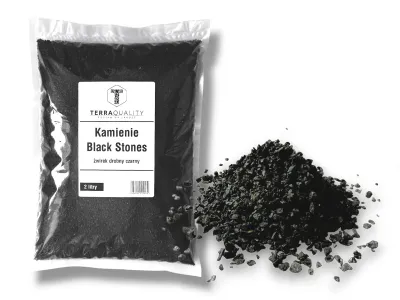 Kamienie Black Stones, żwirek drobny CZARNY 2L – kamienie / żwirek dekoracyjny do terrarium