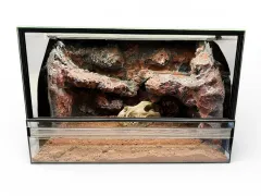 Terrarium szklane z wystrojem drzwi przesuwne Premium 60x40x40cm