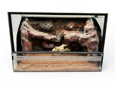 Terrarium szklane z wystrojem drzwi przesuwne Premium 60x40x40cm – terrarium dla bezkręgowców