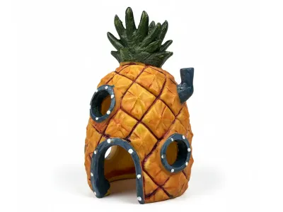 Domek ananas 8x8x13cm - dekoracja do akwarium i terrarium ATD – kora korkowa, kryjówka i