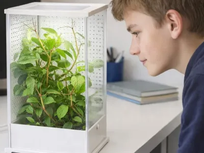 Nowoczesne terrarium akrylowe z wentylacją – dla modliszki i skakuna